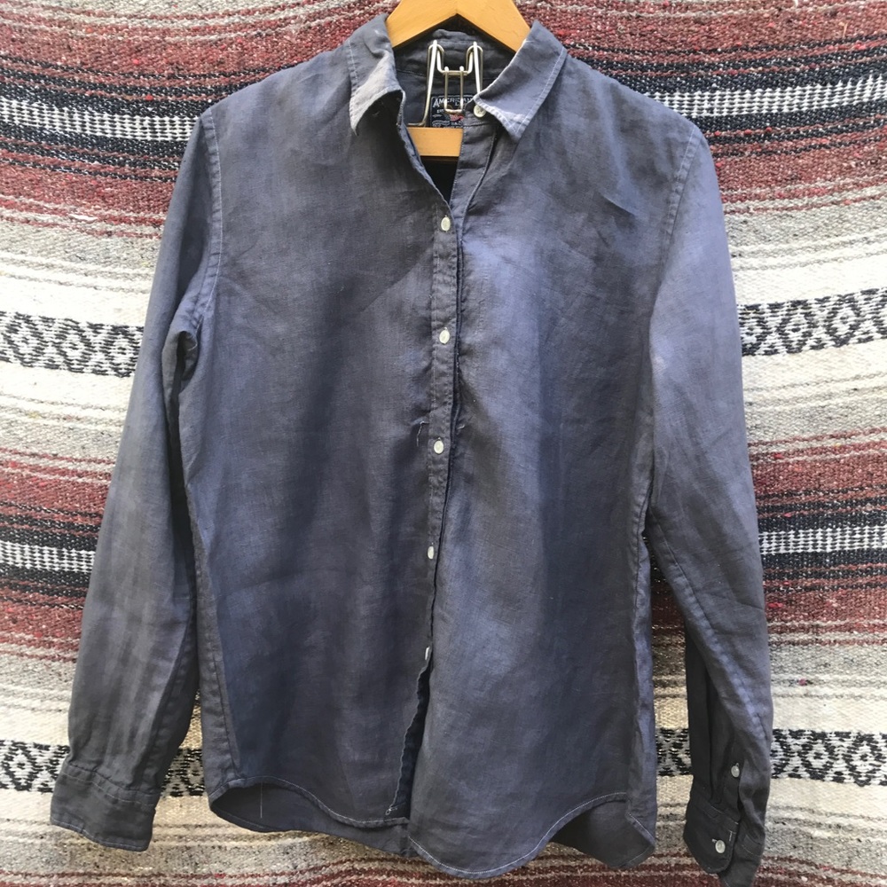 Grey Garment Dyed Linen Shirt: M